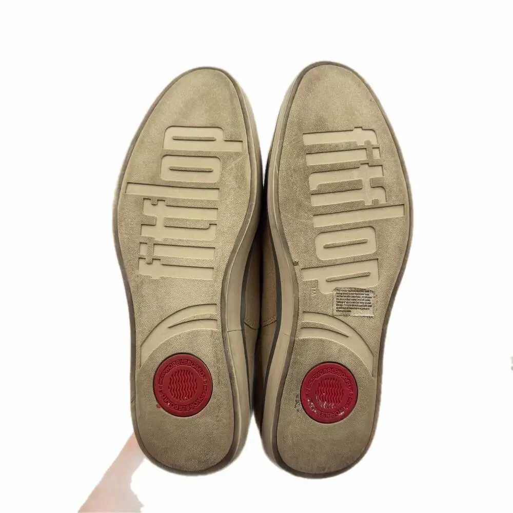 FitFlop Lewis Men’s 9 Beige Tan Suede Leather Lace Up Comfort Casual Oxford Shoe